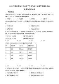 初中政治中考复习 精品解析：广西省柳州市2020年中考道德与法治试题（原卷版）