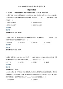 初中政治中考复习 精品解析：山东省临沂市2020年中考道德与法治试题（解析版）