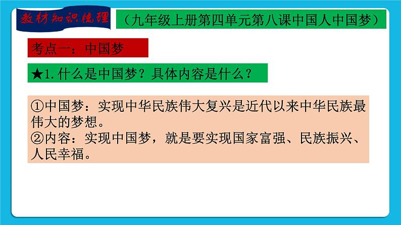 【新课标】2023年中考道法一轮复习 专题六：中国人  中国梦 课件+学案04