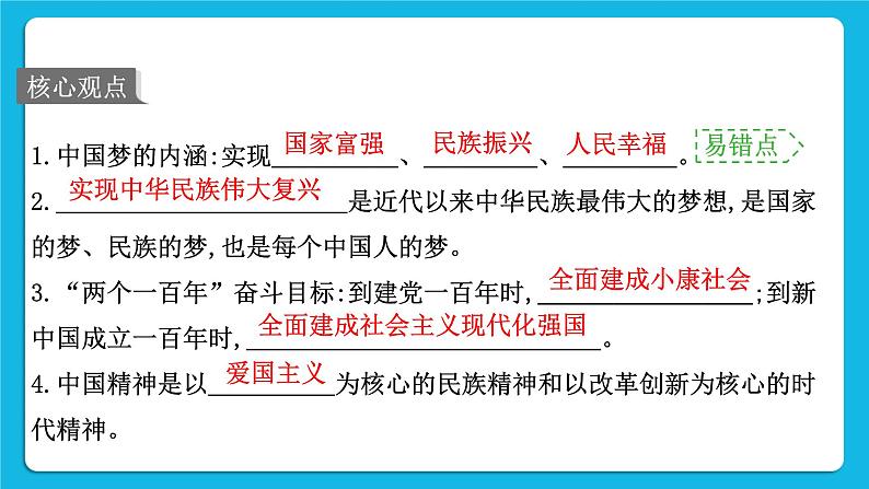 2023中考道德与法治一轮复习课本考点梳理九年级（上）第八课  中国人 中国梦 复习课件第2页