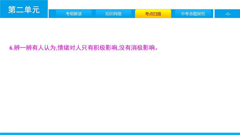 初中政治中考复习 第二单元　做情绪情感的主人课件PPT第6页