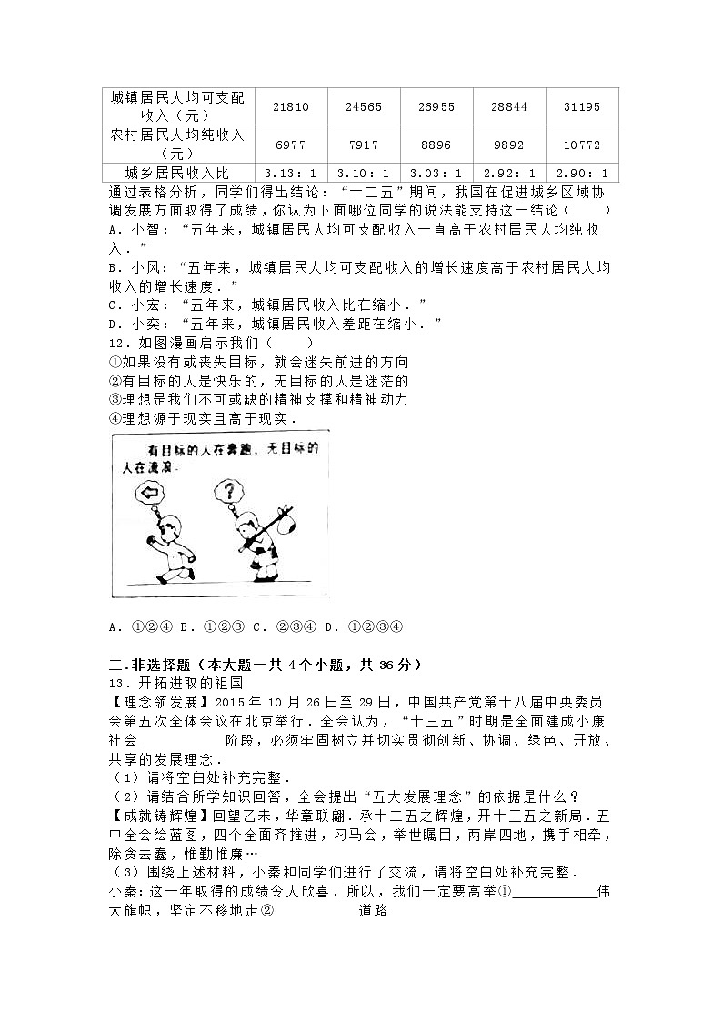 初中政治中考复习 陕西省2016年中考政治真题试题（含解析）03