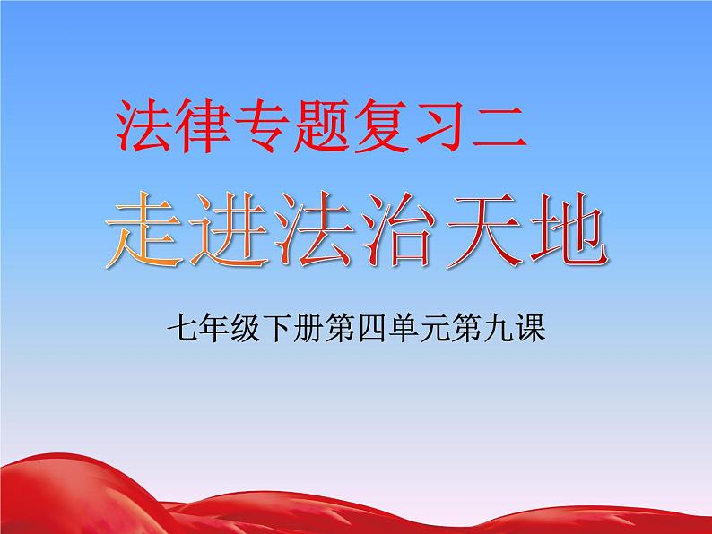 初中政治中考复习 法律专题复习一 走进法治天地（七下第四单元）（精品课件）-2022年中考道德与法治专题高效复习精品课件+练习（部编版）第1页