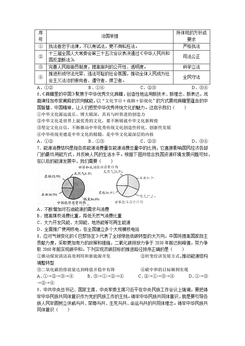 陕西省咸阳市永寿县2022-2023学年九年级上学期期末学道德与法治试题02
