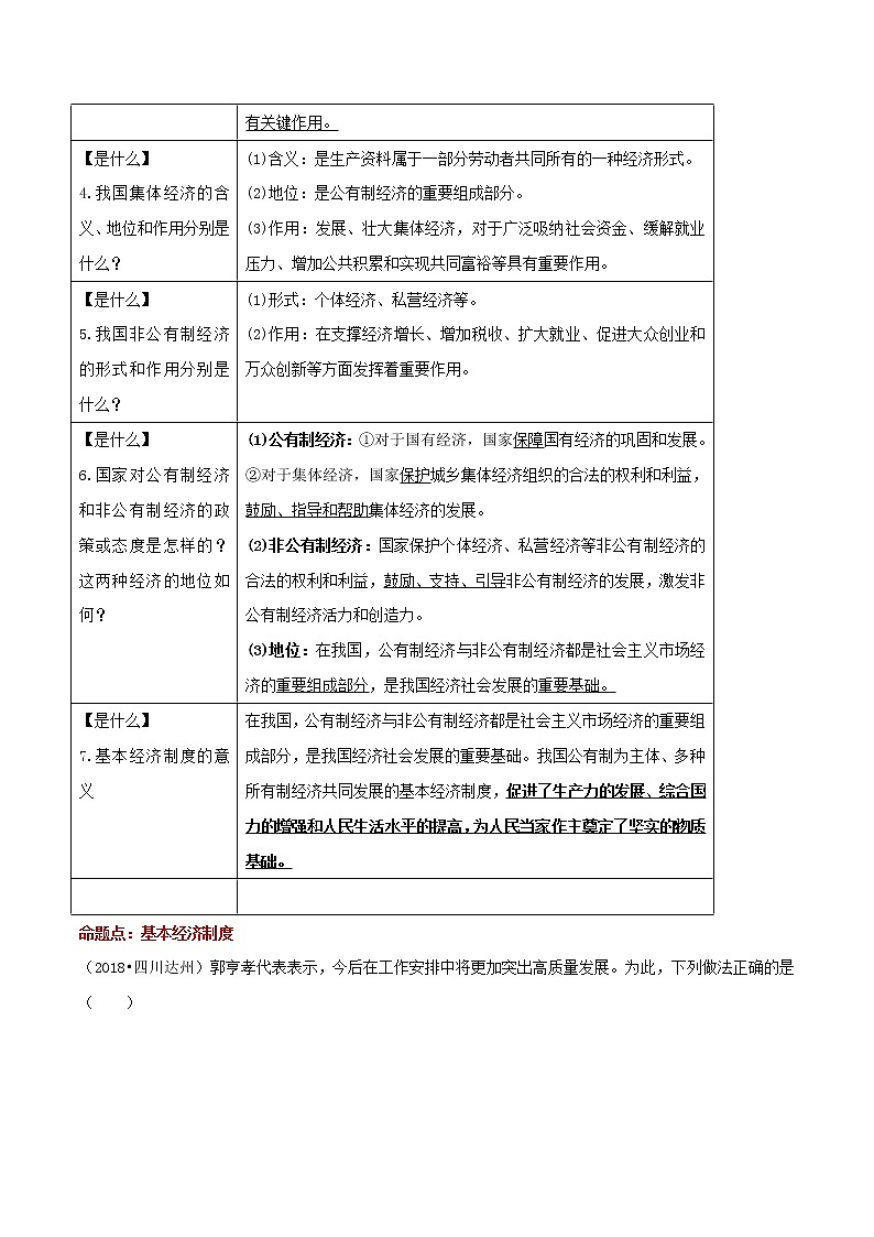 初中政治中考复习 专题10 我国现阶段的经济（解析版）第2页