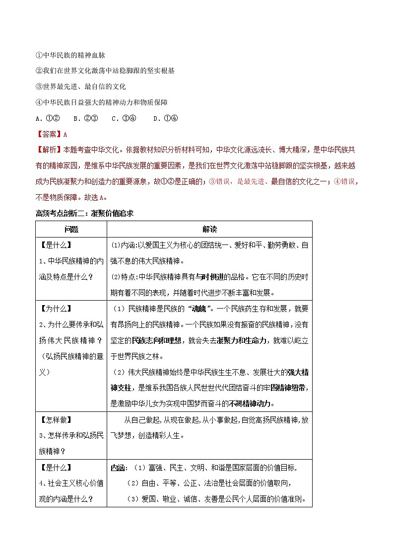 初中政治中考复习 专题12 我国现阶段的文化（解析版）第3页