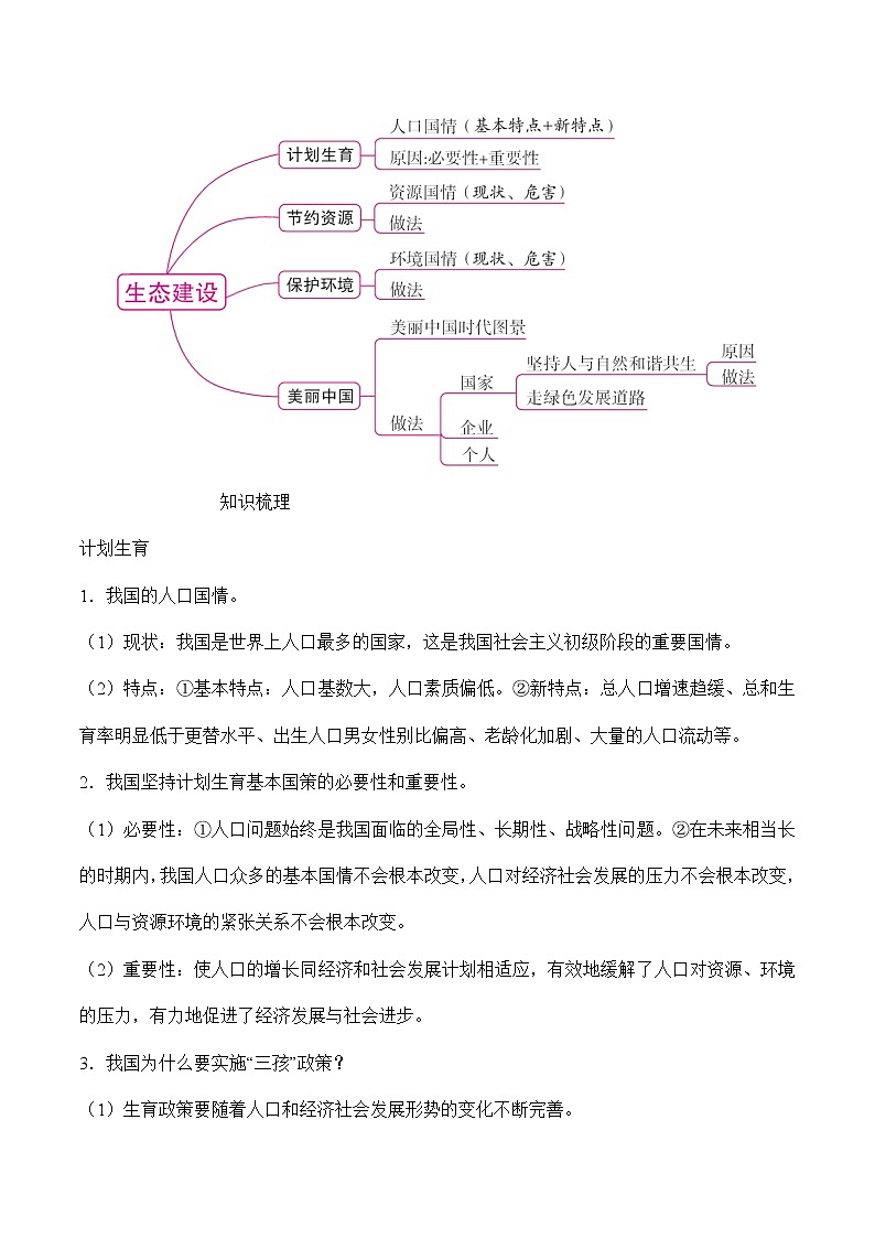 初中政治中考复习 专题十七  生态建设（原卷版）第2页