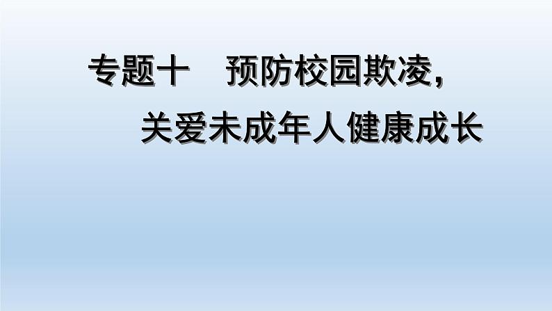 初中政治中考复习 专题10  预防校园欺凌，关爱未成年人健康成长（学案）-2020年中考道德与法治二轮复习热点专题课件PPT01