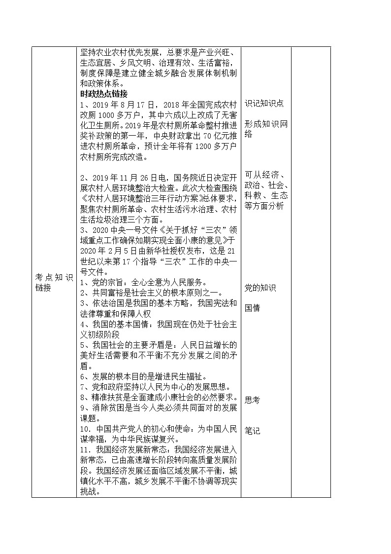 初中政治中考复习 专题06  决胜全面建成小康社会，推进乡村全面振兴（教案）-2020年中考道德与法治二轮复习热点专题（二）第2页