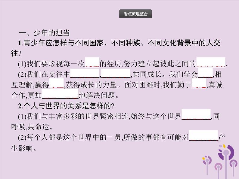 初中政治中考复习 中考道德与法治总复习优化设计第一板块基础知识过关第19课时走向未来的少年课件第2页