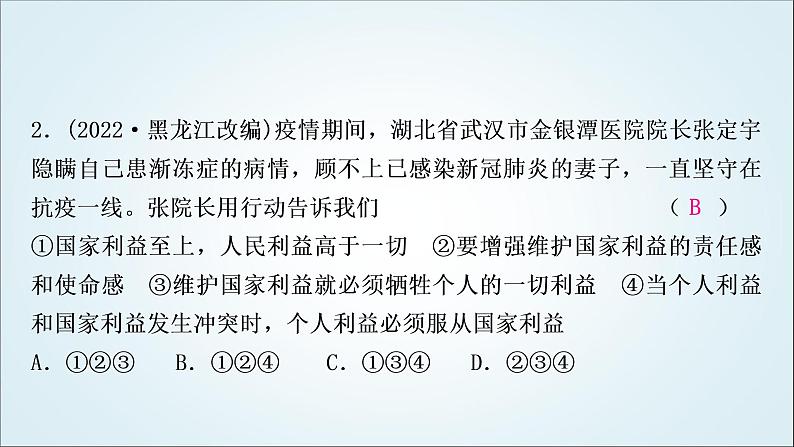 部编版中考《道德与法治》复习第四单元维护国家利益作业课件03