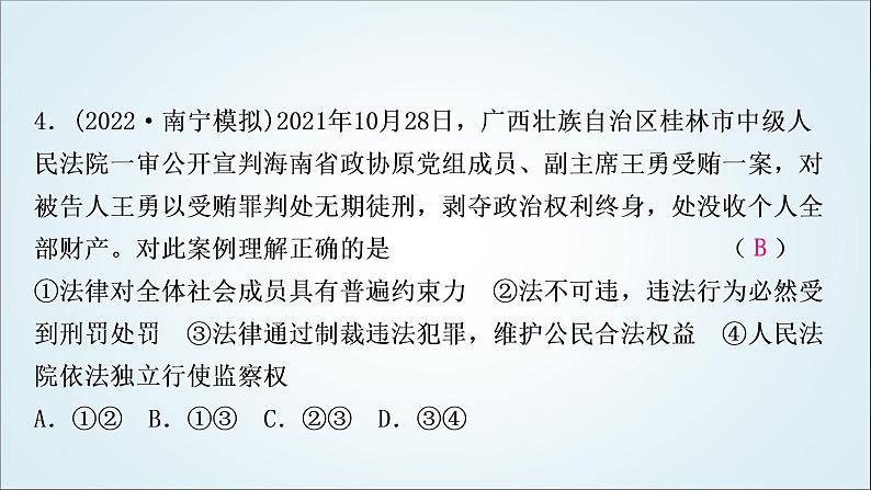 部编版中考《道德与法治》复习第四单元走进法治天地作业课件05