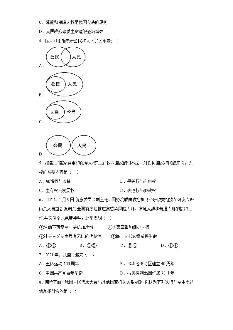 道德与法治部编版8年级下册第1单元1.1《党的主张和人民意志的统一》分层作业（培优版）第2页