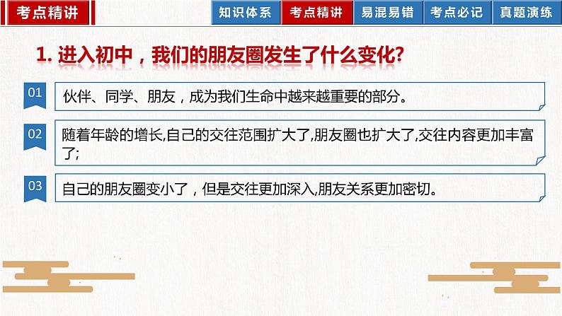 2023年部编版中考道德与法治一轮复习精讲课件--七上第二单元  友谊的天空第6页