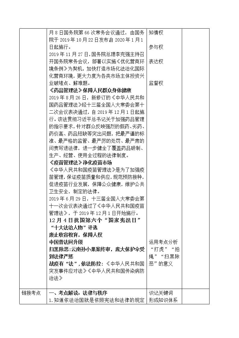 初中政治中考复习 专题04  全面依法治国，建设法治中国（教案）-2020年中考道德与法治二轮复习热点专题第2页
