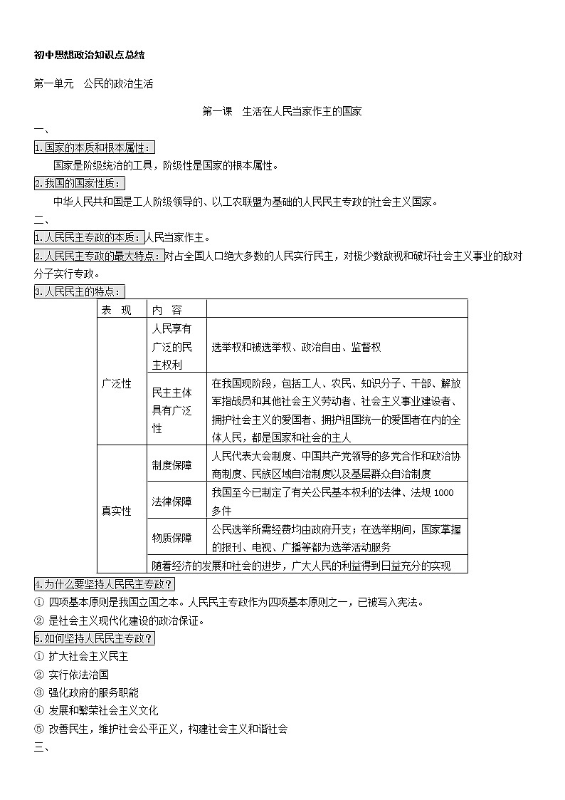 初中思想政治知识点总结第1页