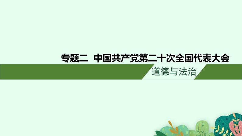 安徽省2023届中考道德与法治(时政热点)专题二 中国共产党第二十次全国代表大会 课件第1页