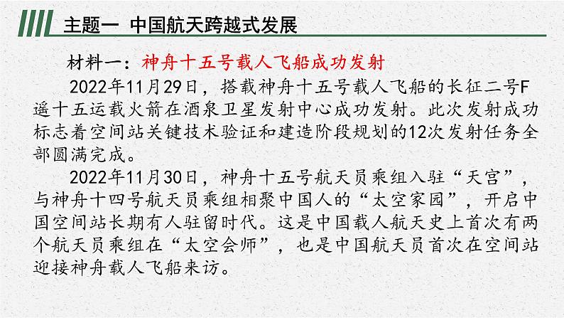 安徽省2023届中考道德与法治(时政热点)专题六 载人航天成就 课件第2页