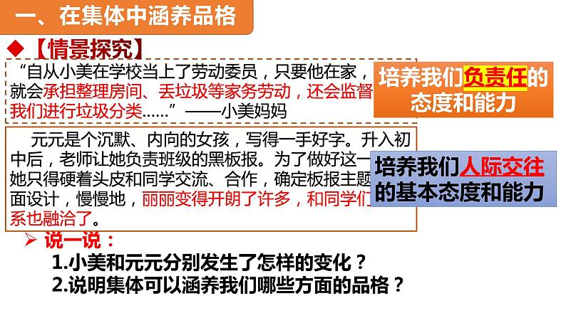 2022-2023学年部编版七年级道德与法治下册6.2 集体生活成就我 课件第2页