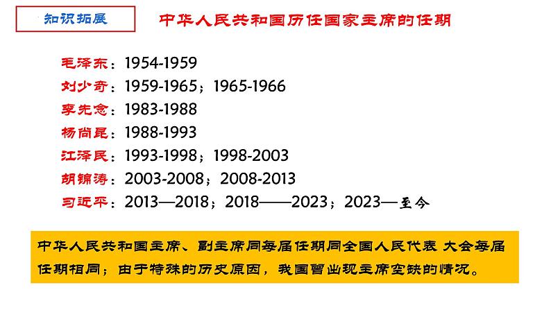 2022-2023学年部编版八年级道德与法治下册6.2 中华人民共和国主席课件PPT02