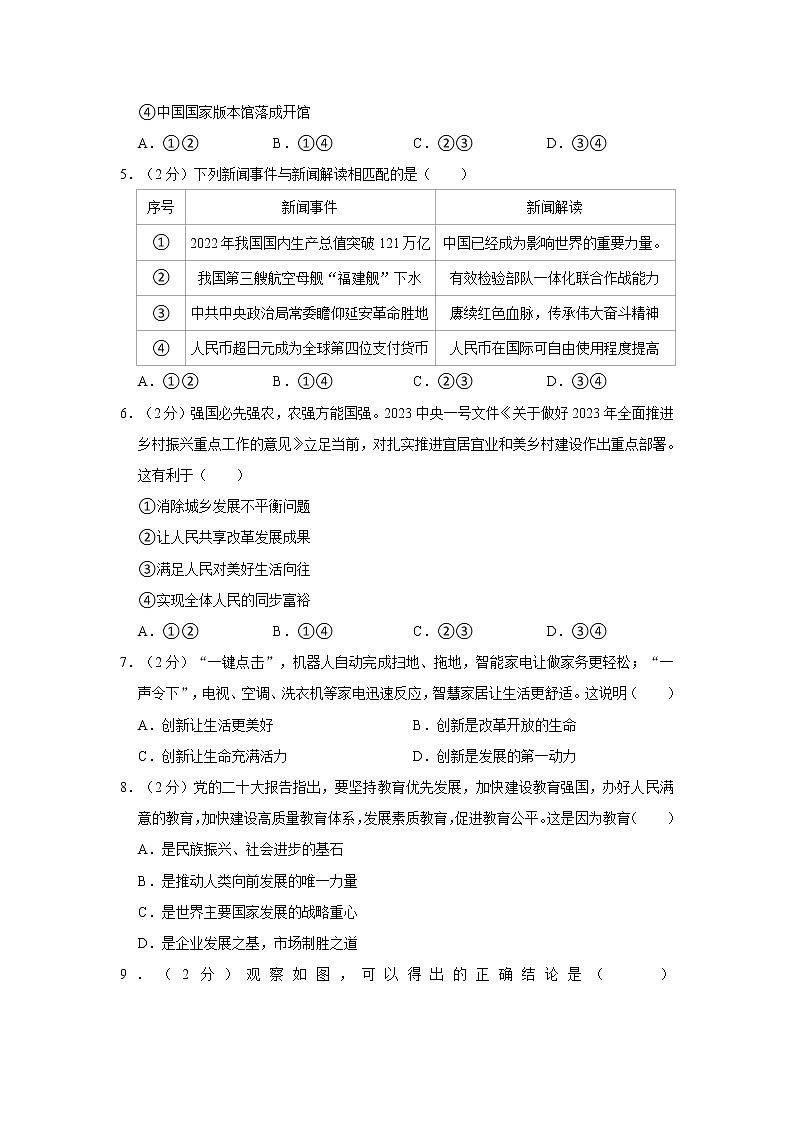 2023年福建省泉州市中考道德与法质检试卷（一）第2页