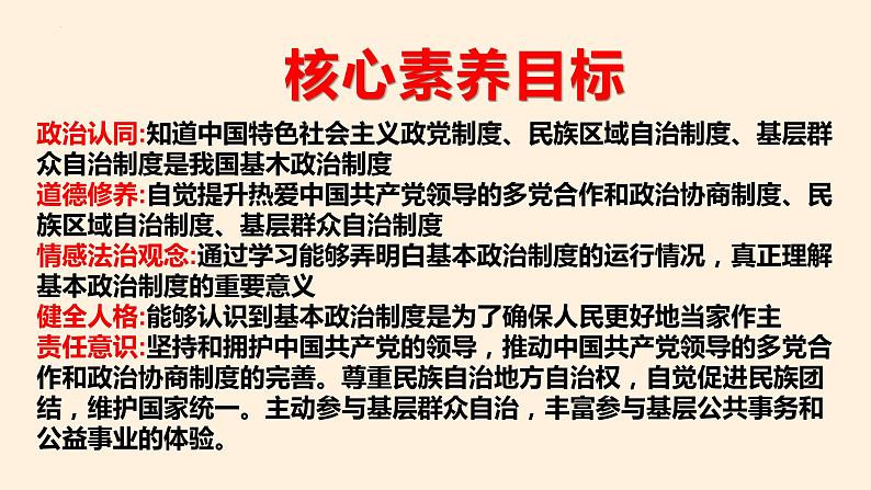 2022-2023学年部编版道德与法治八年级下册5.2 基本政治制度 课件第2页