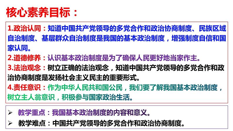 2023年部编版道德与法治八年级下册5.2 基本政治制度 课件第3页