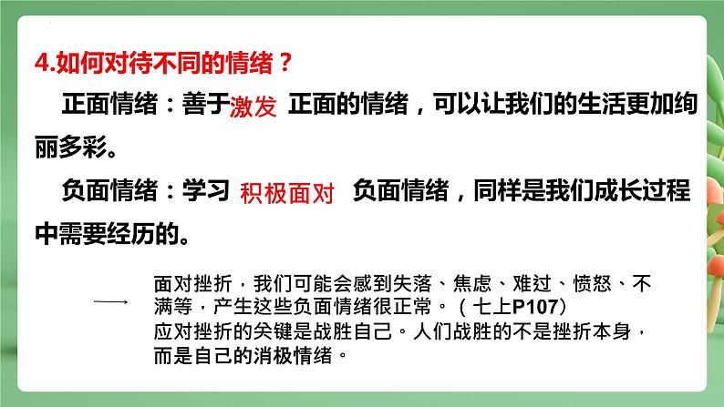 2022-2023年部编版道德与法治七年级下册专项复习精讲精练：专题04 揭开情绪的面纱（知识清单）第7页