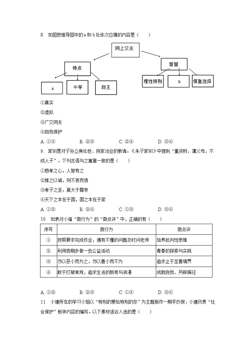 2023年福建省福州市秀山中学中考道德与法治适应性试卷（3月份）（含解析）03