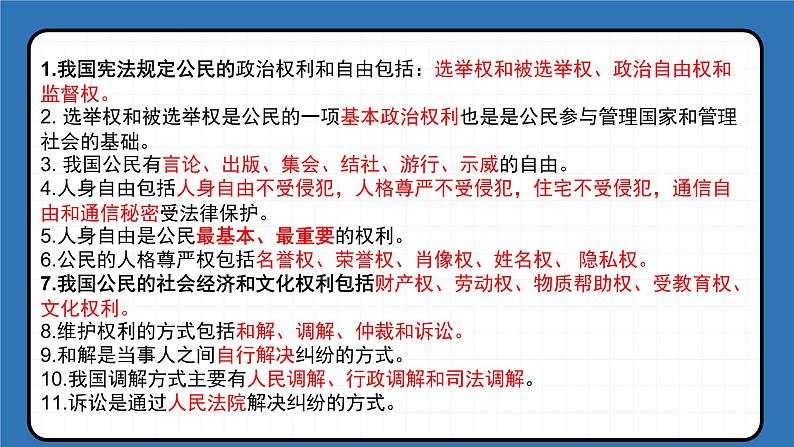 2022-2023年部编版道德与法治八年级下册专项复习精讲精练：第三课 公民权利（知识清单）06