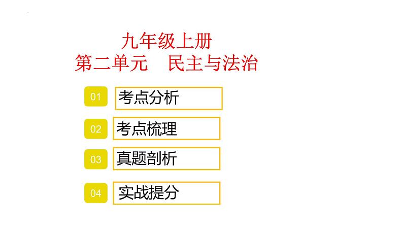 九年级上册 第二单元 民主与法治  课件  2023年中考道德与法治一轮复习01