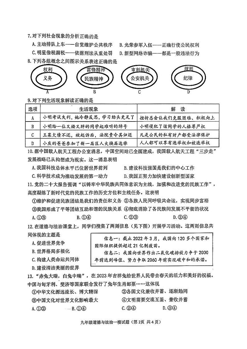徐州市沛县2023年九年级联盟考试模拟（一）道德与法制02