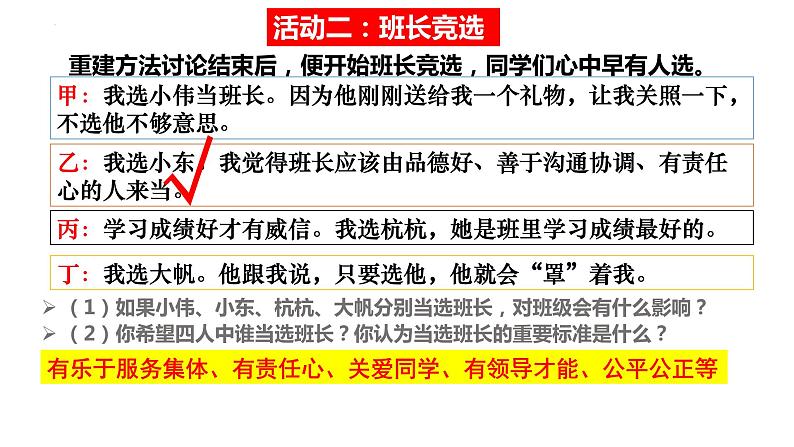 2023年部编版道德与法治七年级下册82 我与集体共成长 课件第7页