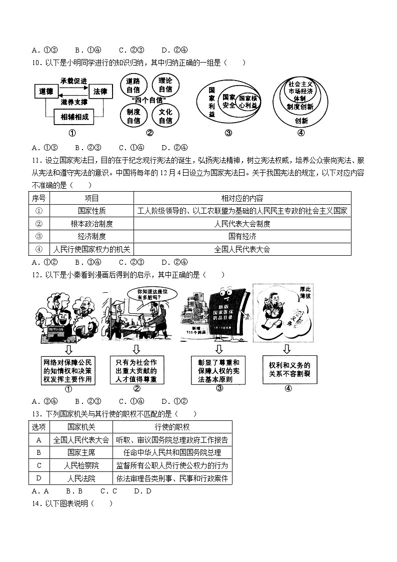 2023年河南省南阳市方城县中考一模道德与法治试题（含答案）第3页