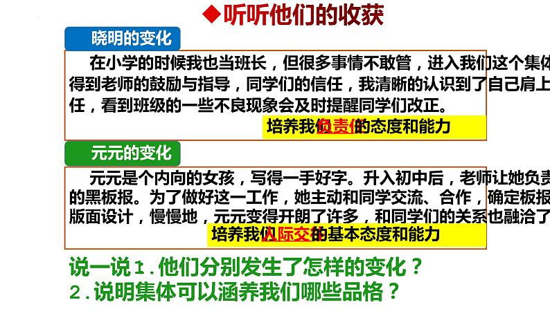 2023年部编版道德与法治七年级下册6.2 集体生活成就我 课件第5页