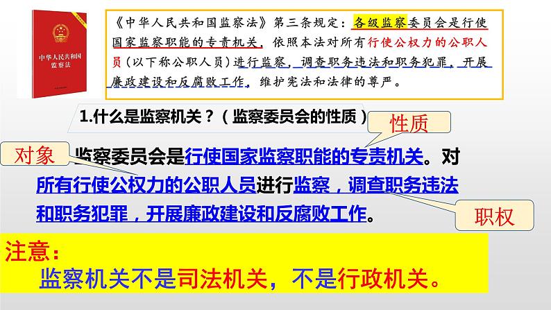 2023年部编版道德与法治八年级下册6.4 国家监察机关 课件第7页