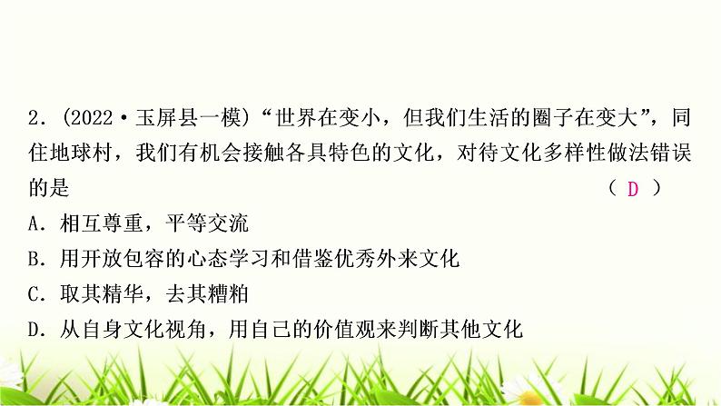 中考道德与法治复习重难点强化训练（八）作业课件第3页