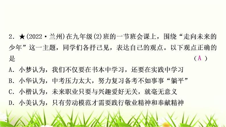 中考道德与法治复习重难点强化训练（十）作业课件第3页