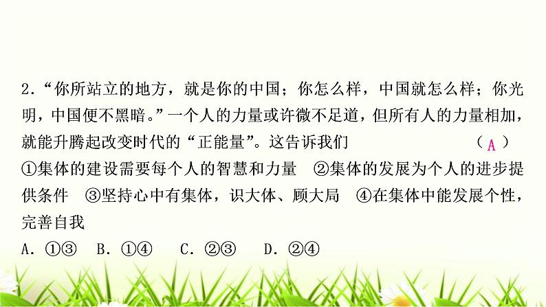 中考道德与法治复习七年级下册第三单元在集体中成长作业课件03