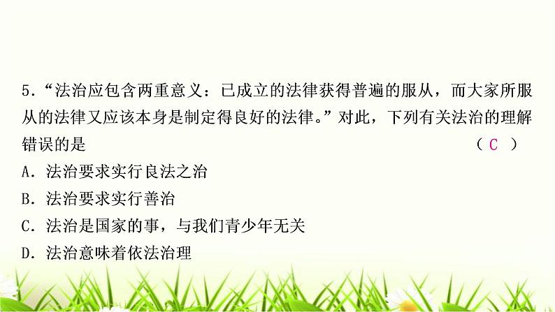 中考道德与法治复习九年级上册第二单元民主与法治作业课件第6页