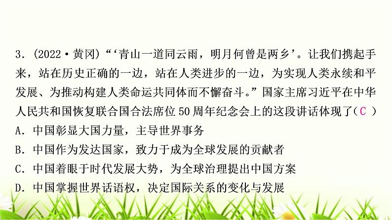 中考道德与法治复习九年级下册第二单元世界舞台上的中国作业课件第5页