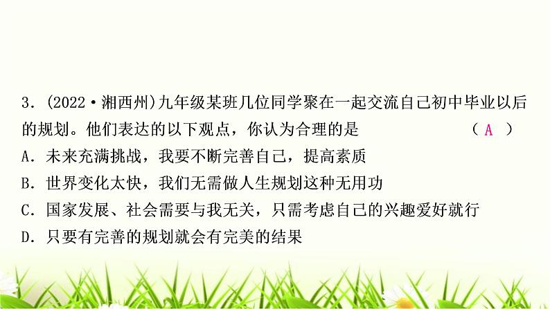 中考道德与法治复习九年级下册第三单元走向未来的少年作业课件第4页