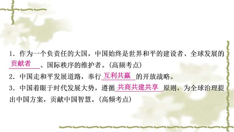 中考道德与法治复习九年级下册第二单元世界舞台上的中国教学课件第4页