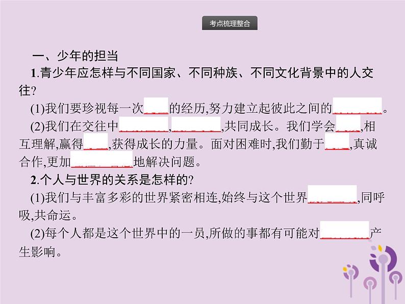 中考道德与法治一轮复习基础知识过关课件第19课时走向未来的少年 (含答案)02