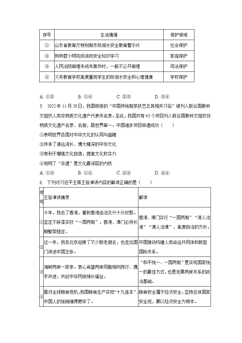 2023年山东省潍坊市临朐县等5地中考道德与法治一模试卷（含解析）第2页
