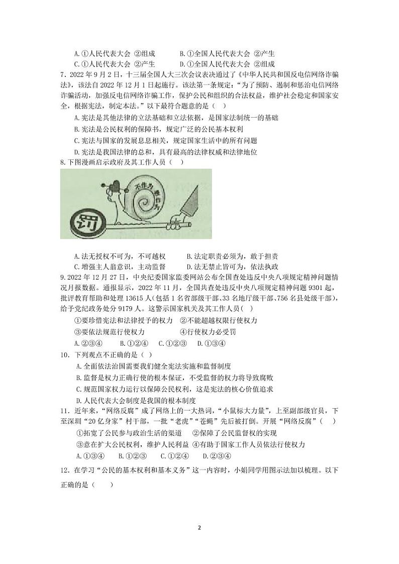 湖南省郴州市苏仙区郴州市第六中学观山学校2022-2023学年八年级下学期期中政治试卷02