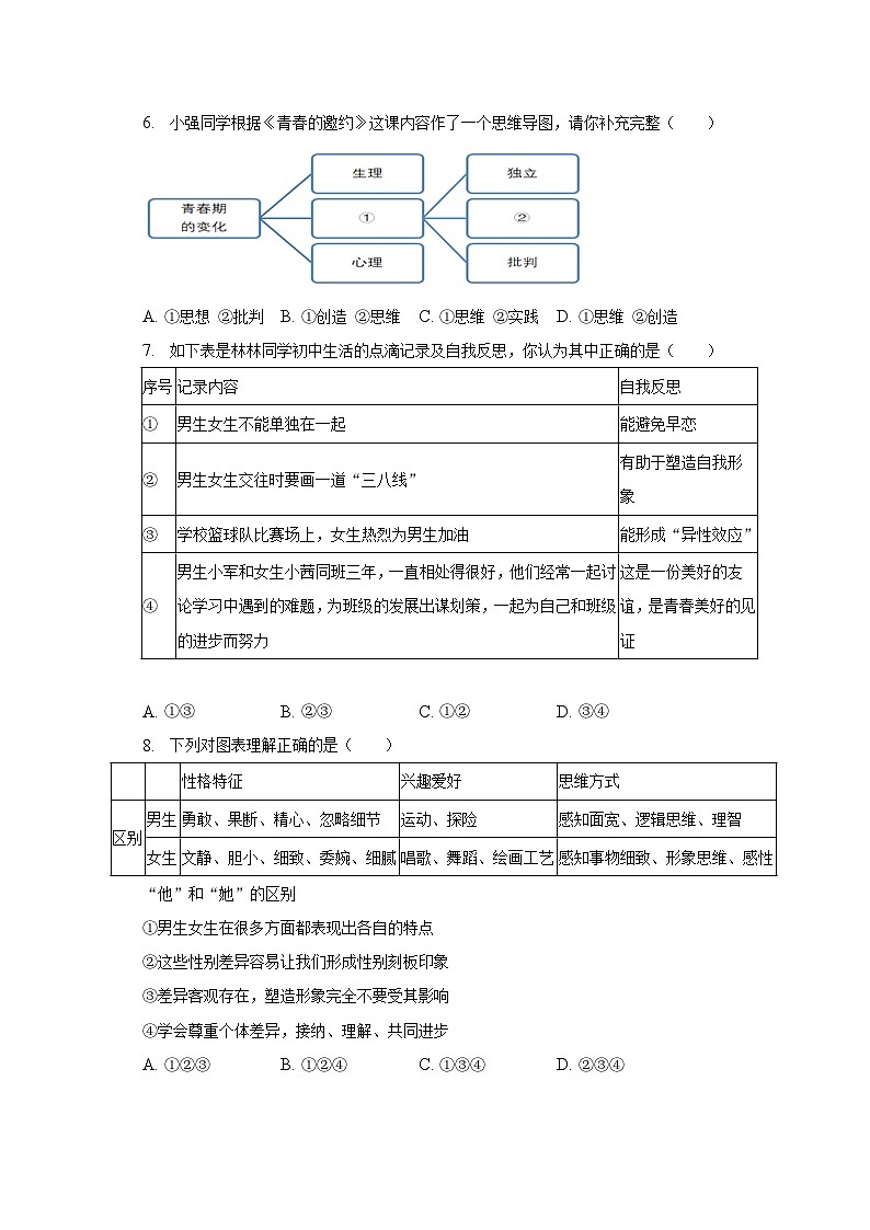 2022-2023学年北京市大兴区七年级（下）期中道德与法治试卷（含解析）第2页
