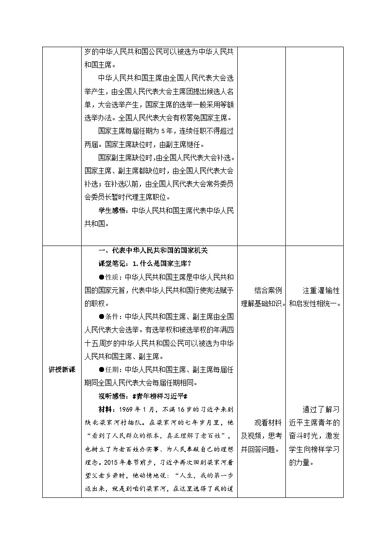 6.2 中华人民共和国主席（教学设计）八年级道德与法治下册同步（部编版）第2页