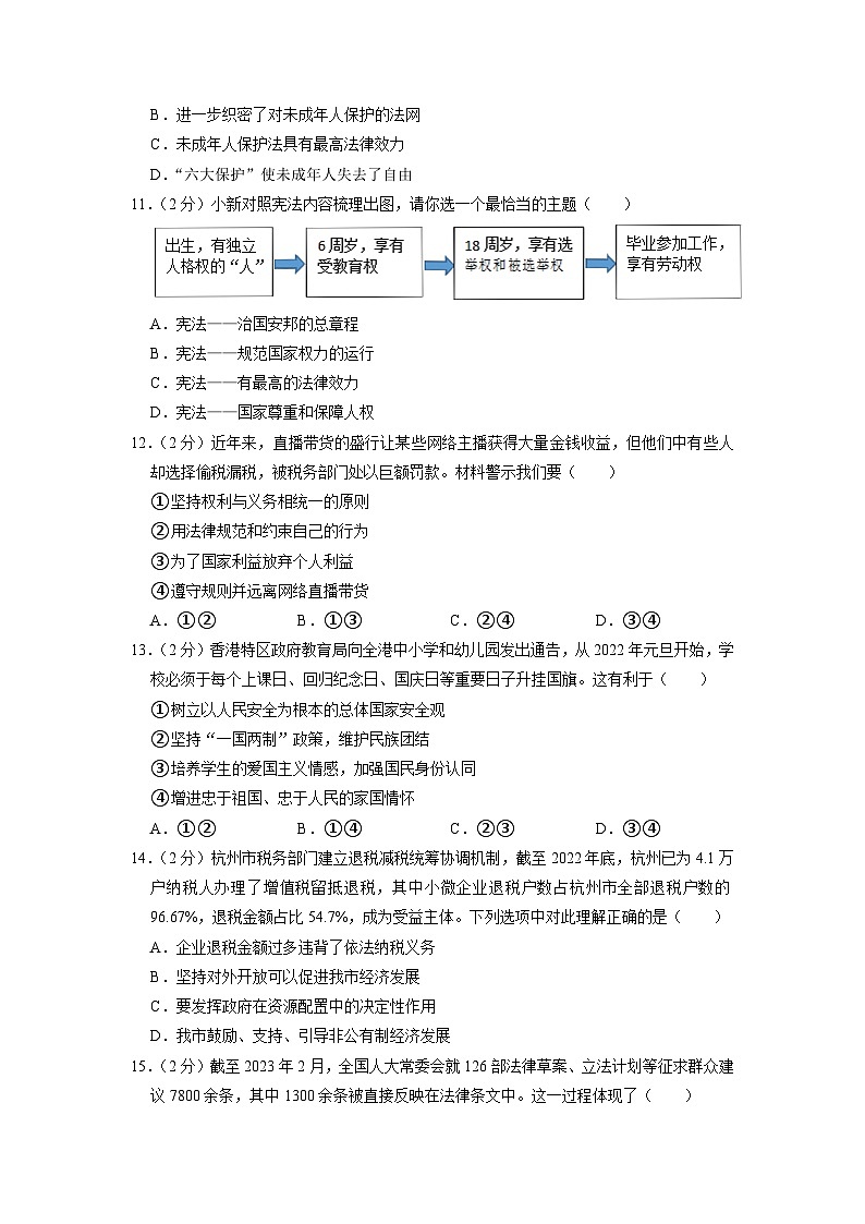 2023年浙江省杭州市余杭区中考模拟道德与法治试卷第2页