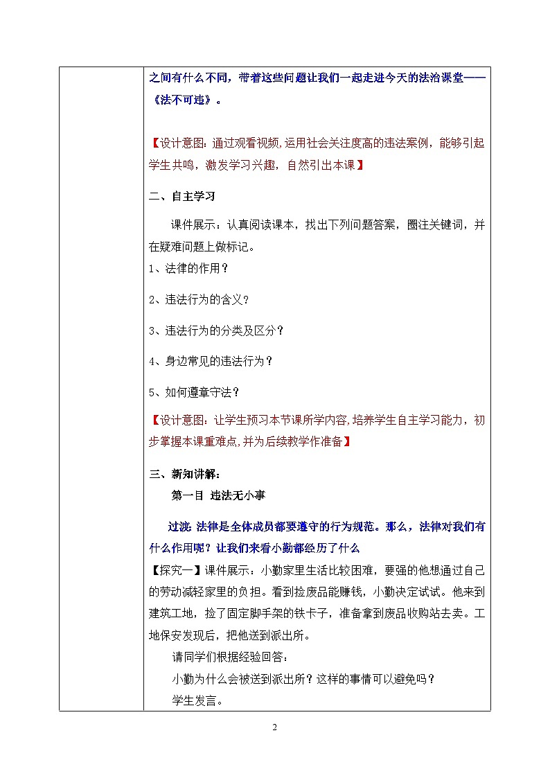 部编版8上道德与法治第五课第一框《法不可违 》课件+教案02